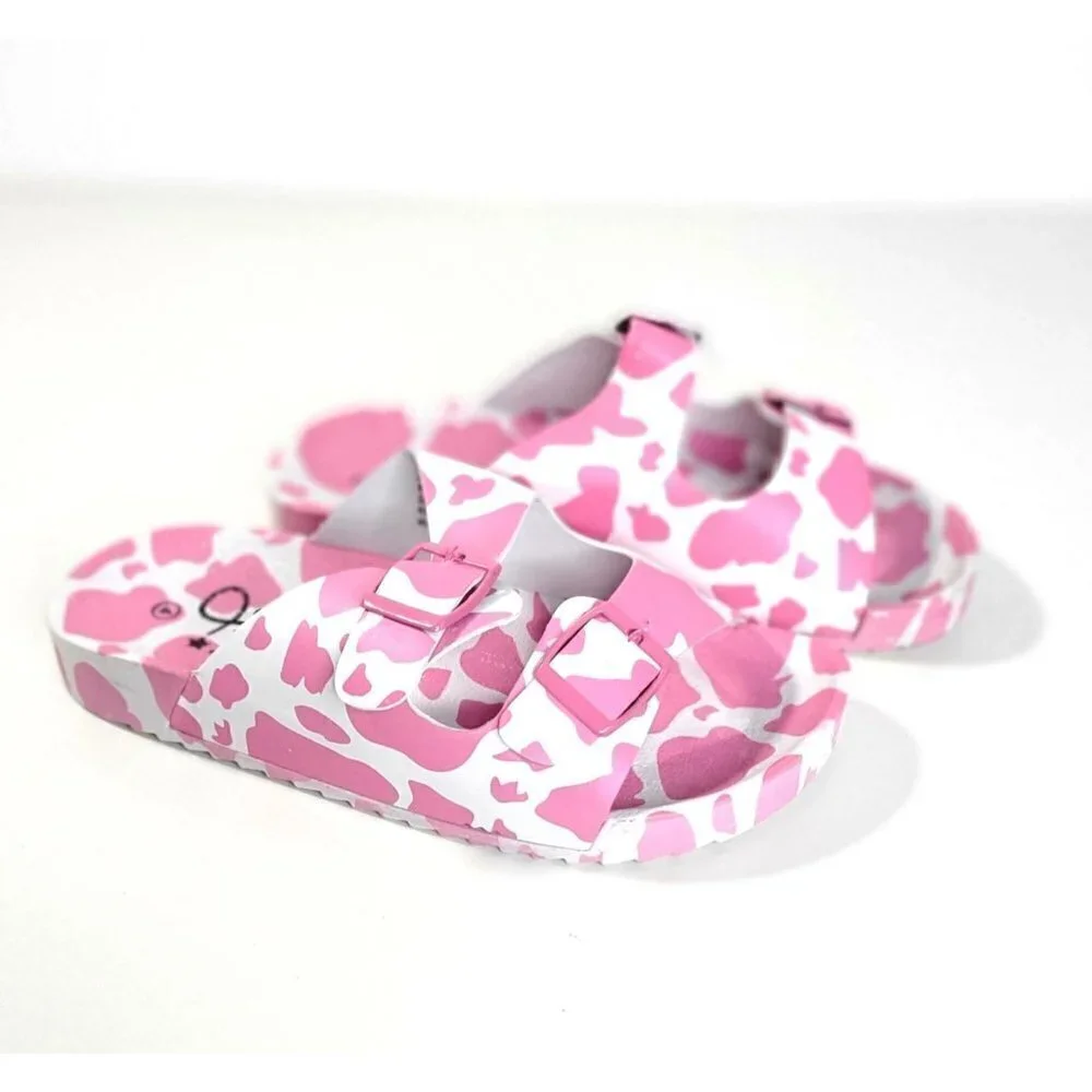 Girls' Olivia Miller Little Kid & Big Kid Moo Pink Footbed Sandals Size 4